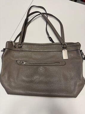 Coach Pebbled Leather Tote in Taupe Gray